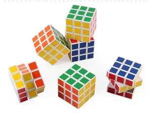 Detailed close-up of colorful 3x3x3 speed cubes showing smooth plastic texture and black frame