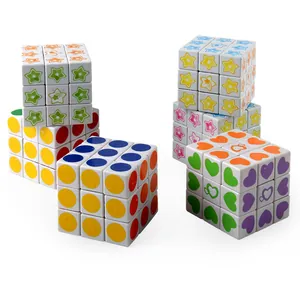 Classic 3x3 speed cube set for kids with colorful stars and hearts pattern