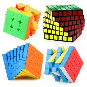 Set of professional 3x3, 6x6, and 7x7 magic speed cubes with frosted matte surface finish