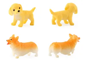 Dettaglio della texture realistica delle figurine di Golden Retriever e Corgi