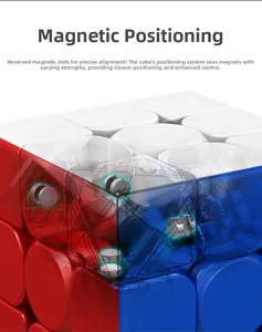 Detailed view of internal magnetic positioning system and circular magnets inside the cube