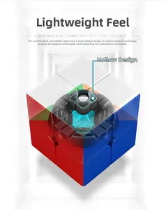 Internal structure of lightweight 2x2 magnetic cube featuring blue hollowed-out design