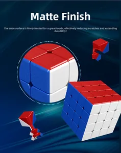 Detail of 2x2 and 4x4 frosted magnetic cubes with internal precision structures