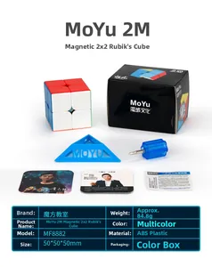 Close-up of Meilong 2M 2x2 magnetic cube with blue stand and adjustment tool set
