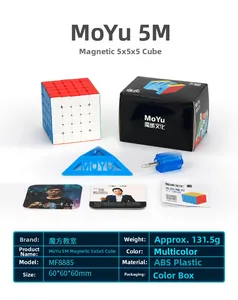 MoYu 5x5 magnetic cube set with accessories and branded packaging box in studio view