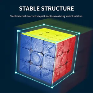 Magnetic 3x3 speed cube with transparent shell and stable internal structure