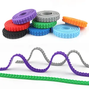 Colorful flexible silicone building block tape rolls compatible with major brands