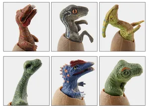 Detailed set of 6 plastic hatching dinosaur eggs with realistic textures and bases