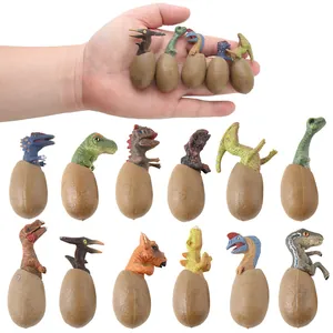 Miniature Jurassic dinosaur egg figures hatching set with colorful plastic models