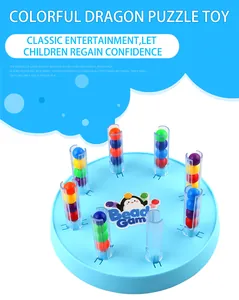 Detail of color bead game showing rainbow spheres in transparent tubes for kids' logic training