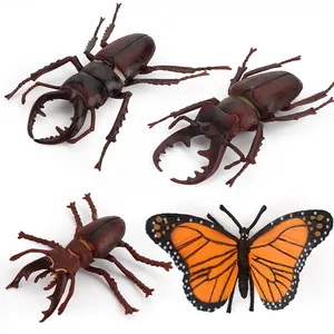 Educational life cycle insect toy set featuring stag beetles and monarch butterfly models