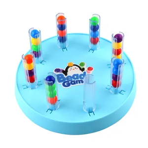 Children's Bead Game puzzle toy with colorful balls and a blue penguin base
