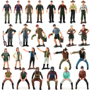 Detailed 22-piece miniature farm worker figurine set for scale model landscaping