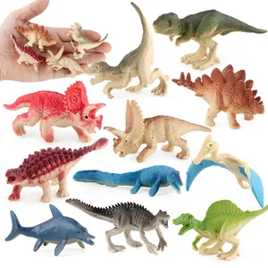 Set de modelos de dinosaurios en miniatura realistas con T-Rex y Triceratops