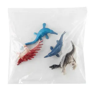 Set de 4 figuras de dinosaurios incluyendo estegosaurio y reptiles acuáticos en bolsa
