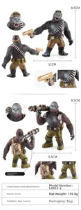 Detailed views of gorilla warrior models with guns and rocket launchers 8.5cm height