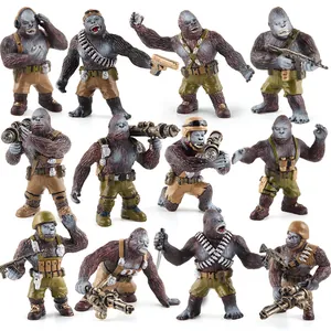 Military Gorilla Soldier Action Figure Set Solid PVC Animal Simulation Model With Detachable Tactical Weapons Miniature War Gorilla Toy For Boys Collection Desk Decor