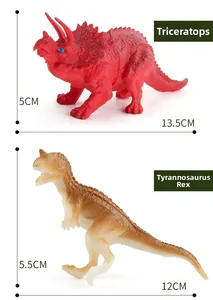 Detaillierte Maße von Tyrannosaurus und Triceratops Dinosaurier-Modellspielzeug mit Textur