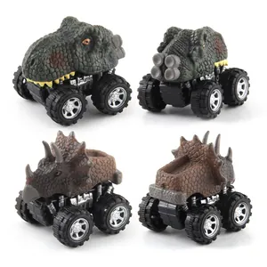 Dinosaur off-road friction cars featuring T-Rex and Triceratops models with big tires