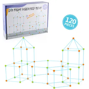 DIY Fort Building Kit Kids Tent Construction Castle Tower Play House Indoor Educational Toy For Boys Girls