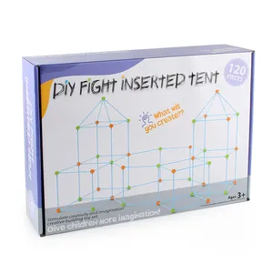 120-piece DIY building fort kit for kids with connecting rods and spheres in retail box