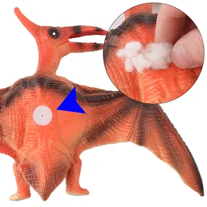 Orange Pterosaur dinosaur toy model with soft cotton filling and realistic black stripes