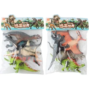 Realistic dinosaur toy set including T-Rex and Stegosaurus models in two packs