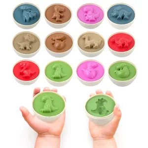 DIY colorful dinosaur clay egg set for kids featuring 12 unique embossed models