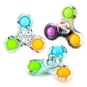Camo fidget spinner-sleutelhanger met siliconen bubbels en Amerikaanse patronen