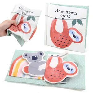 Baby Cloth Book Animal Theme With Crinkle Paper Tear Resistant Early Education Soft Sensory Book For Infants Sloth Design