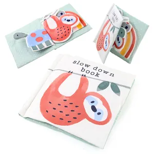 Educational soft animal tail cloth book for babies with sensory crinkle paper pages