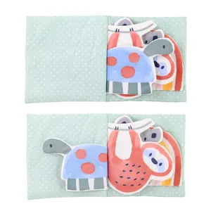 Educational baby cloth book with 3D crinkle animal tails for sensory development