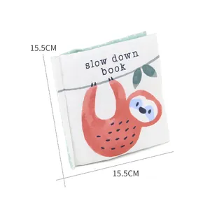 Educational animal soft book for babies with crinkle paper and slow down sloth theme