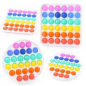 Regenbogen Pop It Fidget Spielzeug Silikon Stressabbau Dekompression Quetschblasen Spielzeug Für Kinder Erwachsene Rund Quadratisch