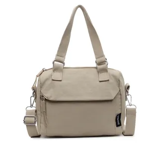 Sac fourre-tout polyvalent en nylon kaki avec bandoulière réglable et multi-poches