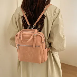 Modischer pink-oranger Damenrucksack mit großer Kapazität und strukturierter Prägung