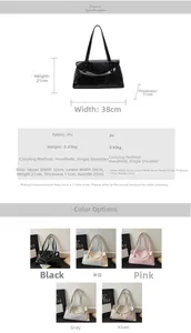 Detailed size guide and color comparison for large capacity PU leather tote bags