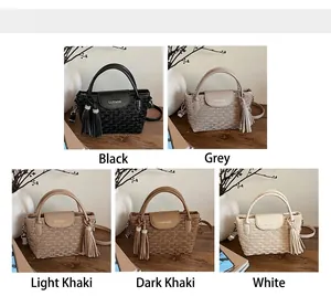 Water ripple bucket bag in five colors with woven texture and elegant tassel detail
