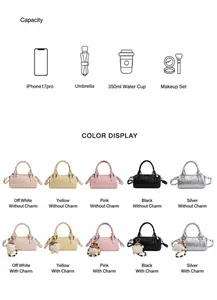 Detail showing internal capacity for smartphone umbrella and cosmetics in Boston handbag