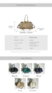 Guida alle taglie e dettagli tecnici della borsa tote plissettata con tracolla da 134cm