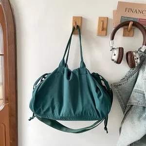 Women's Large Capacity Nylon Pleated Tote Bag Drawstring Shoulder Bag Casual Urban Minimalist Crossbody Bag Handbag