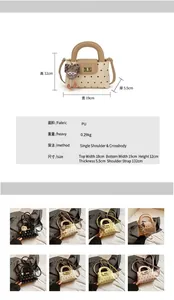 Detaillierte Größentabelle für die gepunktete Handtasche mit Maßen 19x12x5,5 cm