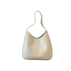 Minimalist cream white crescent hobo shoulder bag for women with clean matte finish
