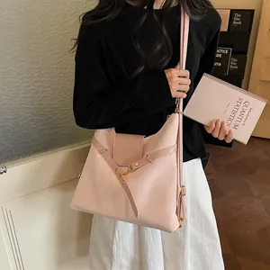Vintage roze gewaxte leren tote-rugzak met grote capaciteit voor dames woonwerk