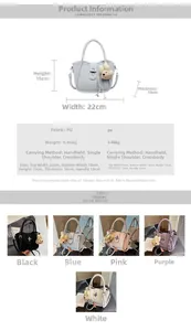 Detailed size specifications and multi-color options for the lychee pattern bucket bag