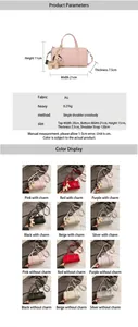 Detailed size specifications for minimalist PU leather barrel bag with horse charm