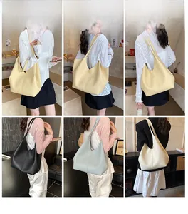 Collage showing stylish large capacity tote bags in four versatile colors for women