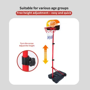 Panier de basket réglable pour enfants avec poteau en métal et panneau à motif feu