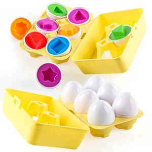 Set di uova educative per bambini per imparare colori e forme in scatola gialla
