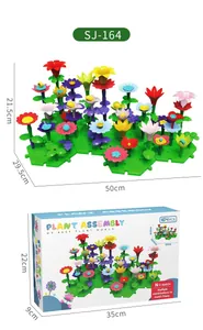 DIY colorful flower building block toy set with 164 pieces and vibrant plastic petals